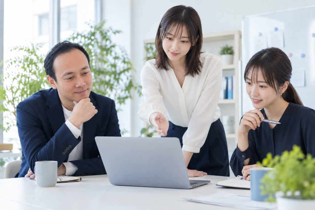 対話を重ねながらデジタル活用を進めるビジネスパーソンのイメージ
